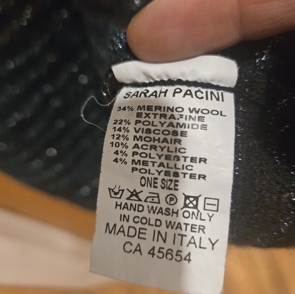 NWOT Sarah Pacini Green & Brown Long loose-fit Merino & Mohair sweater One Size - Picture 6 of 12